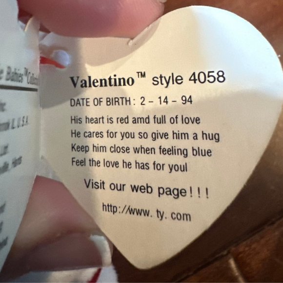 Ty Beanie Babies Valentino The Bear - NWMT - Picture 9 of 9